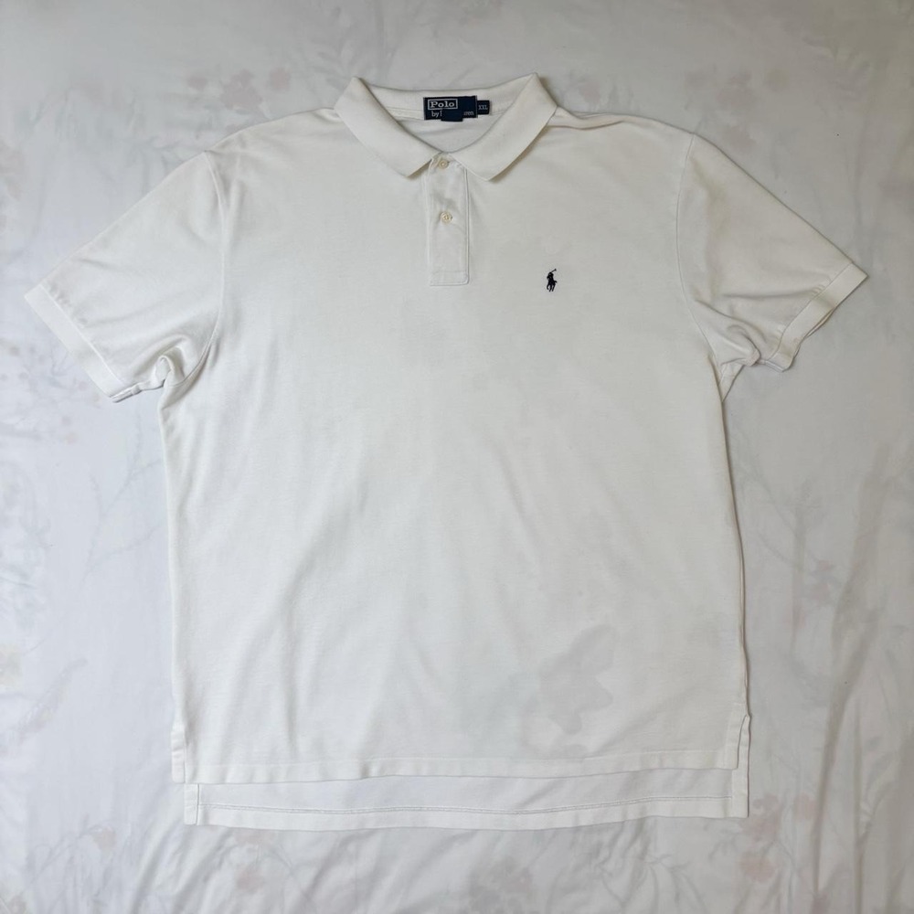 Polo Ralph Lauren White Polo Short Sleeve Shirt XXL Vintage 90s Cotton Preppy